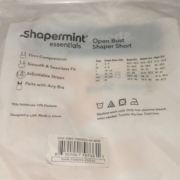 Shapermint Essentials Open Bust Bodysuit Shaper Short - M NWT - Picture 4 of 6